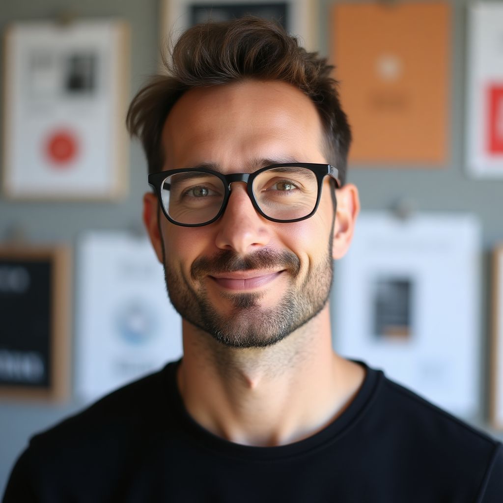 Retrato de Mateo Vega, mentor de branding y diseño gráfico